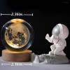 Desidiya Lord Ganesh Ji Crystal Ball Night Light 2.4 Inch Glass Ball Night LED Lamp with Woodern Base Perfect for Gift