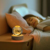 Desidiya Lord Ganesh Ji Crystal Ball Night Light 2.4 Inch Glass Ball Night LED Lamp with Woodern Base Perfect for Gift