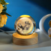 Desidiya Lord Ganesh Ji Crystal Ball Night Light 2.4 Inch Glass Ball Night LED Lamp with Woodern Base Perfect for Gift