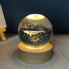 Desidiya Lord Ganesh Ji Crystal Ball Night Light 2.4 Inch Glass Ball Night LED Lamp with Woodern Base Perfect for Gift
