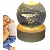 Desidiya Lord Ganesh Ji Crystal Ball Night Light 2.4 Inch Glass Ball Night LED Lamp with Woodern Base Perfect for Gift