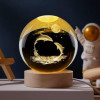 Desidiya Lord Ganesh Ji Crystal Ball Night Light 2.4 Inch Glass Ball Night LED Lamp with Woodern Base Perfect for Gift