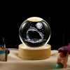 Desidiya Lord Ganesh Ji Crystal Ball Night Light 2.4 Inch Glass Ball Night LED Lamp with Woodern Base Perfect for Gift