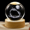 Desidiya Lord Ganesh Ji Crystal Ball Night Light 2.4 Inch Glass Ball Night LED Lamp with Woodern Base Perfect for Gift