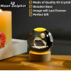 Desidiya Lord Ganesh Ji Crystal Ball Night Light 2.4 Inch Glass Ball Night LED Lamp with Woodern Base Perfect for Gift