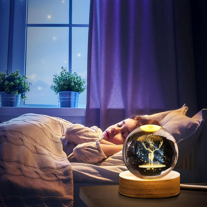 Desidiya Lord Ganesh Ji Crystal Ball Night Light 2.4 Inch Glass Ball Night LED Lamp with Woodern Base Perfect for Gift Desidiya Lord Ganesh Ji Crystal Ball Night Light 2.4 Inch Glass Ball Night LED Lamp with Woodern Base Perfect for Gift