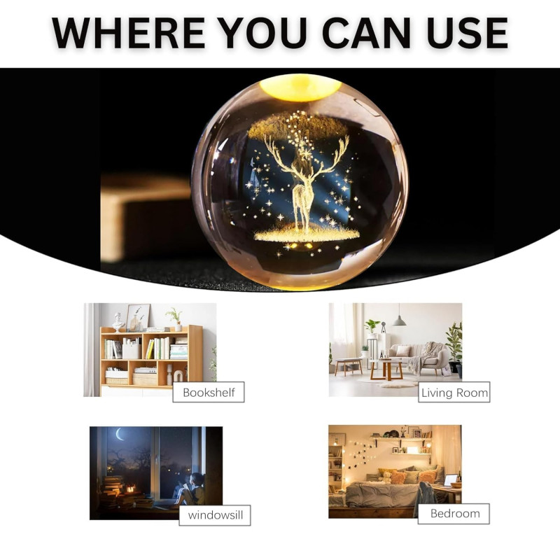 Desidiya Lord Ganesh Ji Crystal Ball Night Light 2.4 Inch Glass Ball Night LED Lamp with Woodern Base Perfect for Gift Desidiya Lord Ganesh Ji Crystal Ball Night Light 2.4 Inch Glass Ball Night LED Lamp with Woodern Base Perfect for Gift