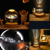 Desidiya Lord Ganesh Ji Crystal Ball Night Light 2.4 Inch Glass Ball Night LED Lamp with Woodern Base Perfect for Gift