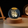 Desidiya Lord Ganesh Ji Crystal Ball Night Light 2.4 Inch Glass Ball Night LED Lamp with Woodern Base Perfect for Gift