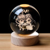 Desidiya Lord Ganesh Ji Crystal Ball Night Light 2.4 Inch Glass Ball Night LED Lamp with Woodern Base Perfect for Gift