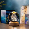 Desidiya Lord Ganesh Ji Crystal Ball Night Light 2.4 Inch Glass Ball Night LED Lamp with Woodern Base Perfect for Gift