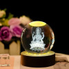 Desidiya Lord Ganesh Ji Crystal Ball Night Light 2.4 Inch Glass Ball Night LED Lamp with Woodern Base Perfect for Gift
