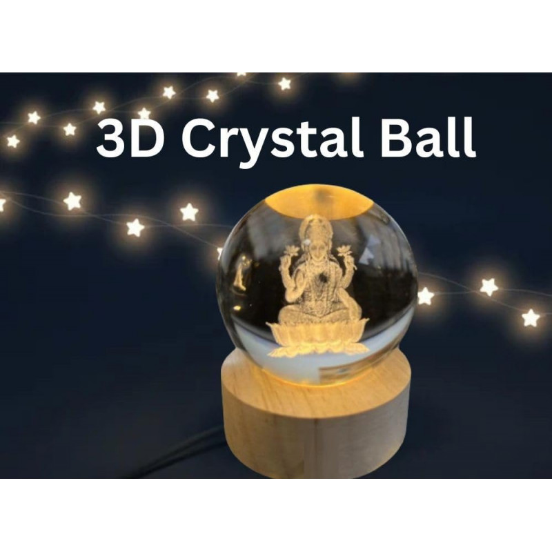 Desidiya Lord Ganesh Ji Crystal Ball Night Light 2.4 Inch Glass Ball Night LED Lamp with Woodern Base Perfect for Gift Desidiya Lord Ganesh Ji Crystal Ball Night Light 2.4 Inch Glass Ball Night LED Lamp with Woodern Base Perfect for Gift