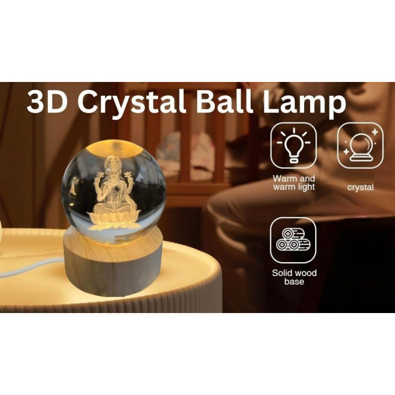Desidiya Lord Ganesh Ji Crystal Ball Night Light 2.4 Inch Glass Ball Night LED Lamp with Woodern Base Perfect for Gift Desidiya Lord Ganesh Ji Crystal Ball Night Light 2.4 Inch Glass Ball Night LED Lamp with Woodern Base Perfect for Gift