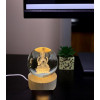 Desidiya Lord Ganesh Ji Crystal Ball Night Light 2.4 Inch Glass Ball Night LED Lamp with Woodern Base Perfect for Gift