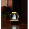 Desidiya Lord Ganesh Ji Crystal Ball Night Light 2.4 Inch Glass Ball Night LED Lamp with Woodern Base Perfect for Gift
