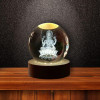 Desidiya Lord Ganesh Ji Crystal Ball Night Light 2.4 Inch Glass Ball Night LED Lamp with Woodern Base Perfect for Gift