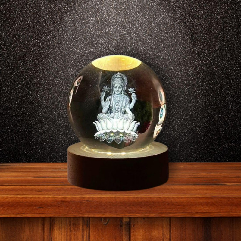 Desidiya Lord Ganesh Ji Crystal Ball Night Light 2.4 Inch Glass Ball Night LED Lamp with Woodern Base Perfect for Gift Desidiya Lord Ganesh Ji Crystal Ball Night Light 2.4 Inch Glass Ball Night LED Lamp with Woodern Base Perfect for Gift