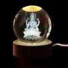 Desidiya Lord Ganesh Ji Crystal Ball Night Light 2.4 Inch Glass Ball Night LED Lamp with Woodern Base Perfect for Gift