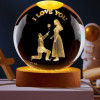 Desidiya Lord Ganesh Ji Crystal Ball Night Light 2.4 Inch Glass Ball Night LED Lamp with Woodern Base Perfect for Gift