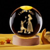 Desidiya Lord Ganesh Ji Crystal Ball Night Light 2.4 Inch Glass Ball Night LED Lamp with Woodern Base Perfect for Gift