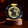 Desidiya Lord Ganesh Ji Crystal Ball Night Light 2.4 Inch Glass Ball Night LED Lamp with Woodern Base Perfect for Gift