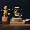 Desidiya Lord Ganesh Ji Crystal Ball Night Light 2.4 Inch Glass Ball Night LED Lamp with Woodern Base Perfect for Gift