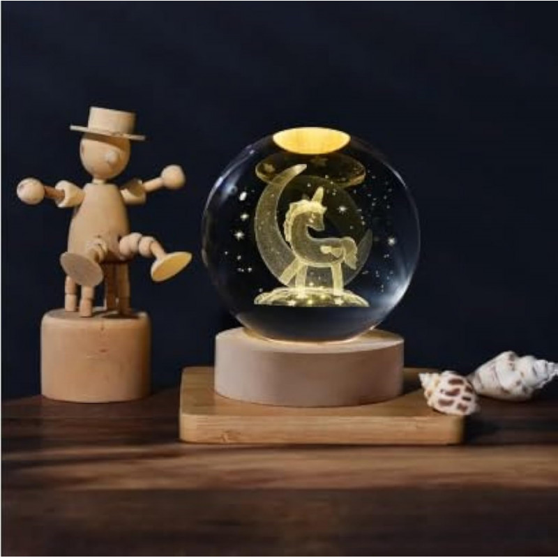 Desidiya Lord Ganesh Ji Crystal Ball Night Light 2.4 Inch Glass Ball Night LED Lamp with Woodern Base Perfect for Gift Desidiya Lord Ganesh Ji Crystal Ball Night Light 2.4 Inch Glass Ball Night LED Lamp with Woodern Base Perfect for Gift
