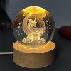 Desidiya Lord Ganesh Ji Crystal Ball Night Light 2.4 Inch Glass Ball Night LED Lamp with Woodern Base Perfect for Gift
