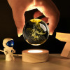 Desidiya Lord Ganesh Ji Crystal Ball Night Light 2.4 Inch Glass Ball Night LED Lamp with Woodern Base Perfect for Gift