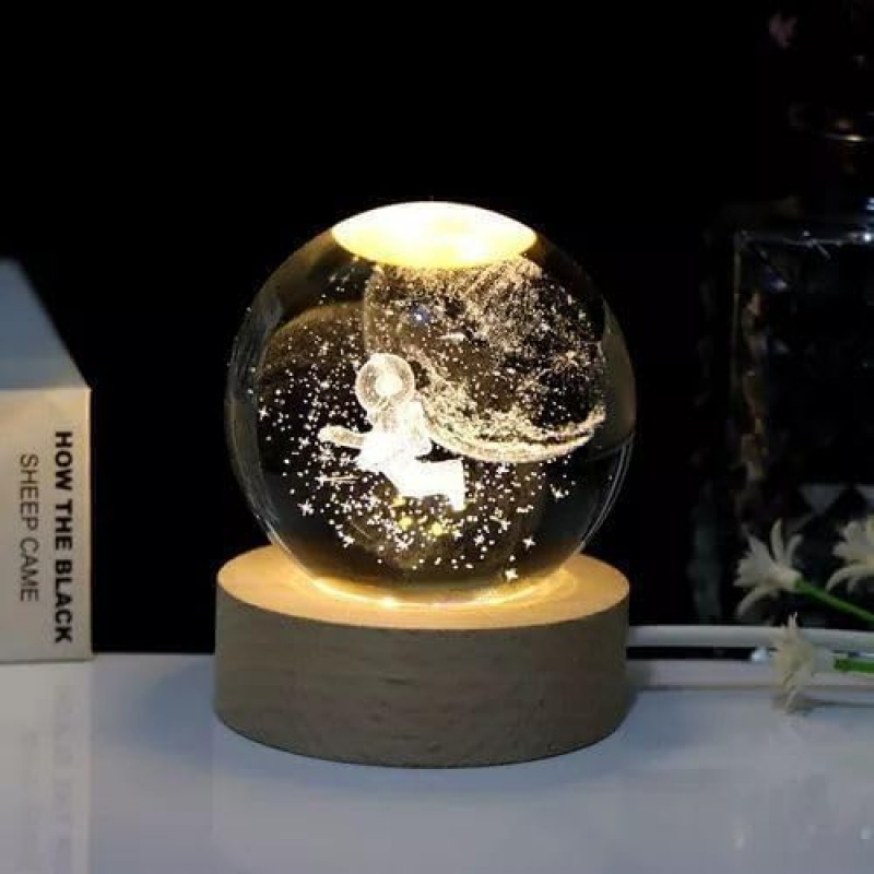 Desidiya Lord Ganesh Ji Crystal Ball Night Light 2.4 Inch Glass Ball Night LED Lamp with Woodern Base Perfect for Gift Desidiya Lord Ganesh Ji Crystal Ball Night Light 2.4 Inch Glass Ball Night LED Lamp with Woodern Base Perfect for Gift