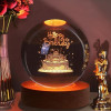 Desidiya Lord Ganesh Ji Crystal Ball Night Light 2.4 Inch Glass Ball Night LED Lamp with Woodern Base Perfect for Gift