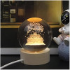 Desidiya Lord Ganesh Ji Crystal Ball Night Light 2.4 Inch Glass Ball Night LED Lamp with Woodern Base Perfect for Gift