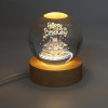 Desidiya Lord Ganesh Ji Crystal Ball Night Light 2.4 Inch Glass Ball Night LED Lamp with Woodern Base Perfect for Gift