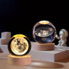 Desidiya Lord Ganesh Ji Crystal Ball Night Light 2.4 Inch Glass Ball Night LED Lamp with Woodern Base Perfect for Gift