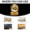 Desidiya Lord Ganesh Ji Crystal Ball Night Light 2.4 Inch Glass Ball Night LED Lamp with Woodern Base Perfect for Gift