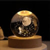 Desidiya Lord Ganesh Ji Crystal Ball Night Light 2.4 Inch Glass Ball Night LED Lamp with Woodern Base Perfect for Gift