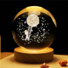 Desidiya Lord Ganesh Ji Crystal Ball Night Light 2.4 Inch Glass Ball Night LED Lamp with Woodern Base Perfect for Gift