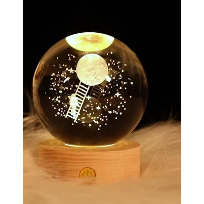 Desidiya Lord Ganesh Ji Crystal Ball Night Light 2.4 Inch Glass Ball Night LED Lamp with Woodern Base Perfect for Gift Desidiya Lord Ganesh Ji Crystal Ball Night Light 2.4 Inch Glass Ball Night LED Lamp with Woodern Base Perfect for Gift