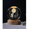 Desidiya Lord Ganesh Ji Crystal Ball Night Light 2.4 Inch Glass Ball Night LED Lamp with Woodern Base Perfect for Gift