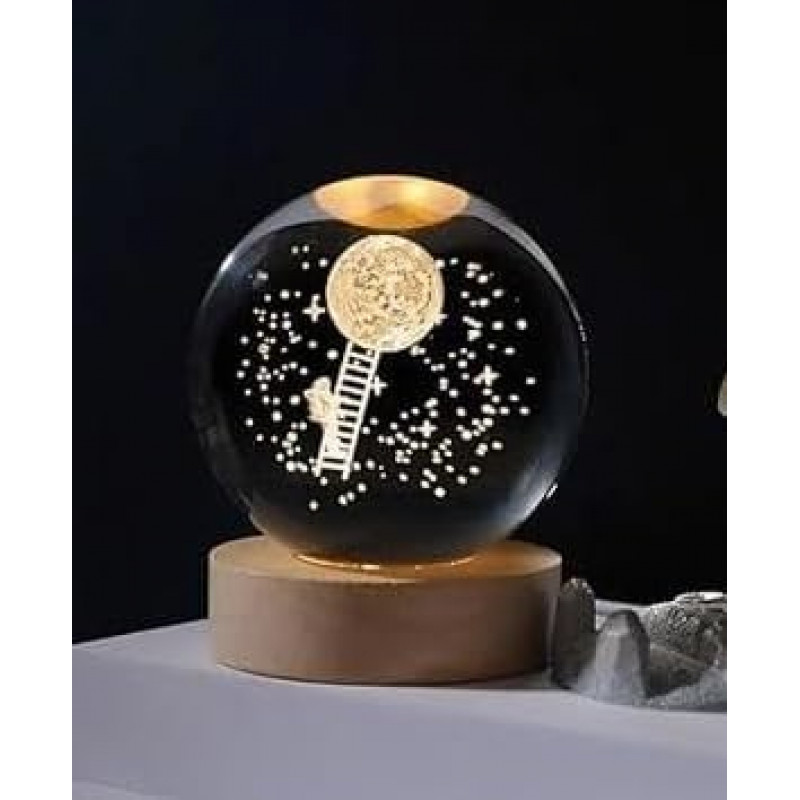 Desidiya Lord Ganesh Ji Crystal Ball Night Light 2.4 Inch Glass Ball Night LED Lamp with Woodern Base Perfect for Gift Desidiya Lord Ganesh Ji Crystal Ball Night Light 2.4 Inch Glass Ball Night LED Lamp with Woodern Base Perfect for Gift