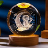Desidiya Lord Ganesh Ji Crystal Ball Night Light 2.4 Inch Glass Ball Night LED Lamp with Woodern Base Perfect for Gift