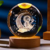 Desidiya Lord Ganesh Ji Crystal Ball Night Light 2.4 Inch Glass Ball Night LED Lamp with Woodern Base Perfect for Gift
