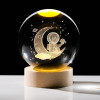 Desidiya Lord Ganesh Ji Crystal Ball Night Light 2.4 Inch Glass Ball Night LED Lamp with Woodern Base Perfect for Gift