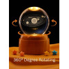 Desidiya Lord Ganesh Ji Crystal Ball Night Light 2.4 Inch Glass Ball Night LED Lamp with Woodern Base Perfect for Gift