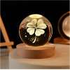 Desidiya Lord Ganesh Ji Crystal Ball Night Light 2.4 Inch Glass Ball Night LED Lamp with Woodern Base Perfect for Gift
