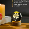 Desidiya Lord Ganesh Ji Crystal Ball Night Light 2.4 Inch Glass Ball Night LED Lamp with Woodern Base Perfect for Gift