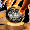 Umi 3D Universe Crystal Ball Night Lamp,Galaxy Crystal Ball Night Light, USB Table LED Wooden Crystal Ball for Boys and Girls, Home Office Decoration, Birthday Gift Adults (Galaxy)