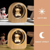 Umi 3D Universe Crystal Ball Night Lamp,Galaxy Crystal Ball Night Light, USB Table LED Wooden Crystal Ball for Boys and Girls, Home Office Decoration, Birthday Gift Adults (Galaxy)