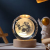 inulec 3D Galaxy Crystal Ball Night Light | Dimmable Engraved LED Glass Ball Table Lamp with USB and Wooden Base for Home Decor, Office, Birthday Gift & Kids Bedroom, 3D Galaxy Lamp Ball (Deer)